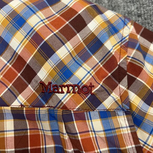 Marmot For Life Shirt Mens Medium Multicolor Plaid Pocket Short Sleeve Button-Up - Picture 3 of 10